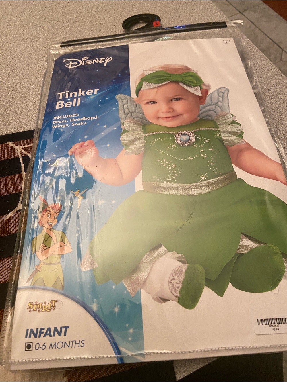 Disney Tinker Bell Infant Costume in Green with Silver Accents